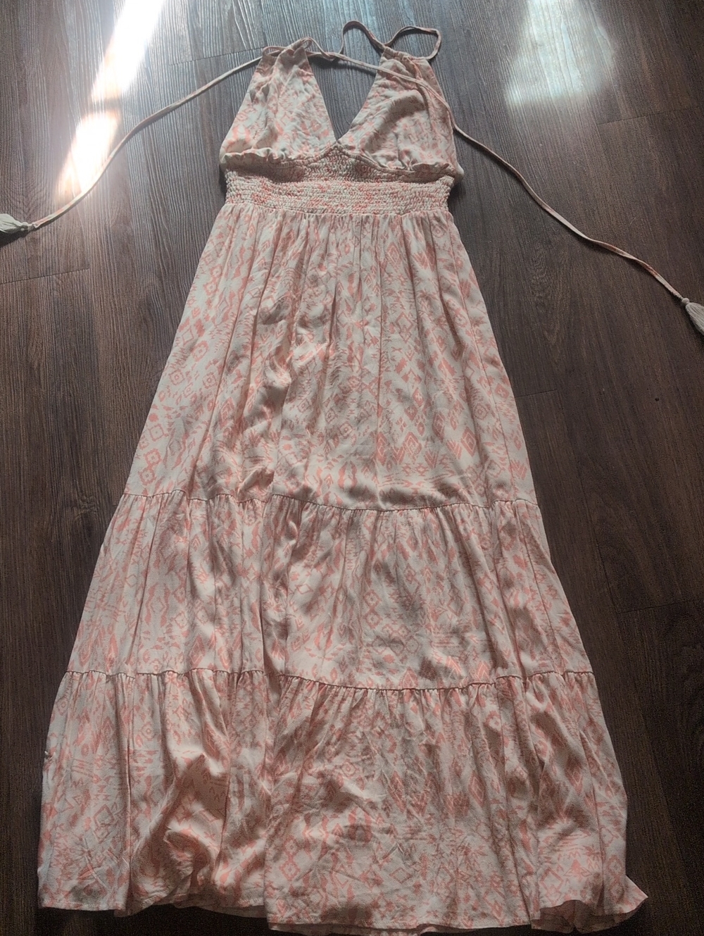 Style Rack Coral Printed Halter Maxi Dress